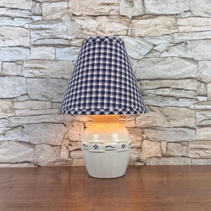 LONGABERGER POTTERY Vintage 14.5" Tall Woven Traditions Stoneware Accent Lamp Base with Classic Blue W/O Lampshade Farmhouse Home Lighting