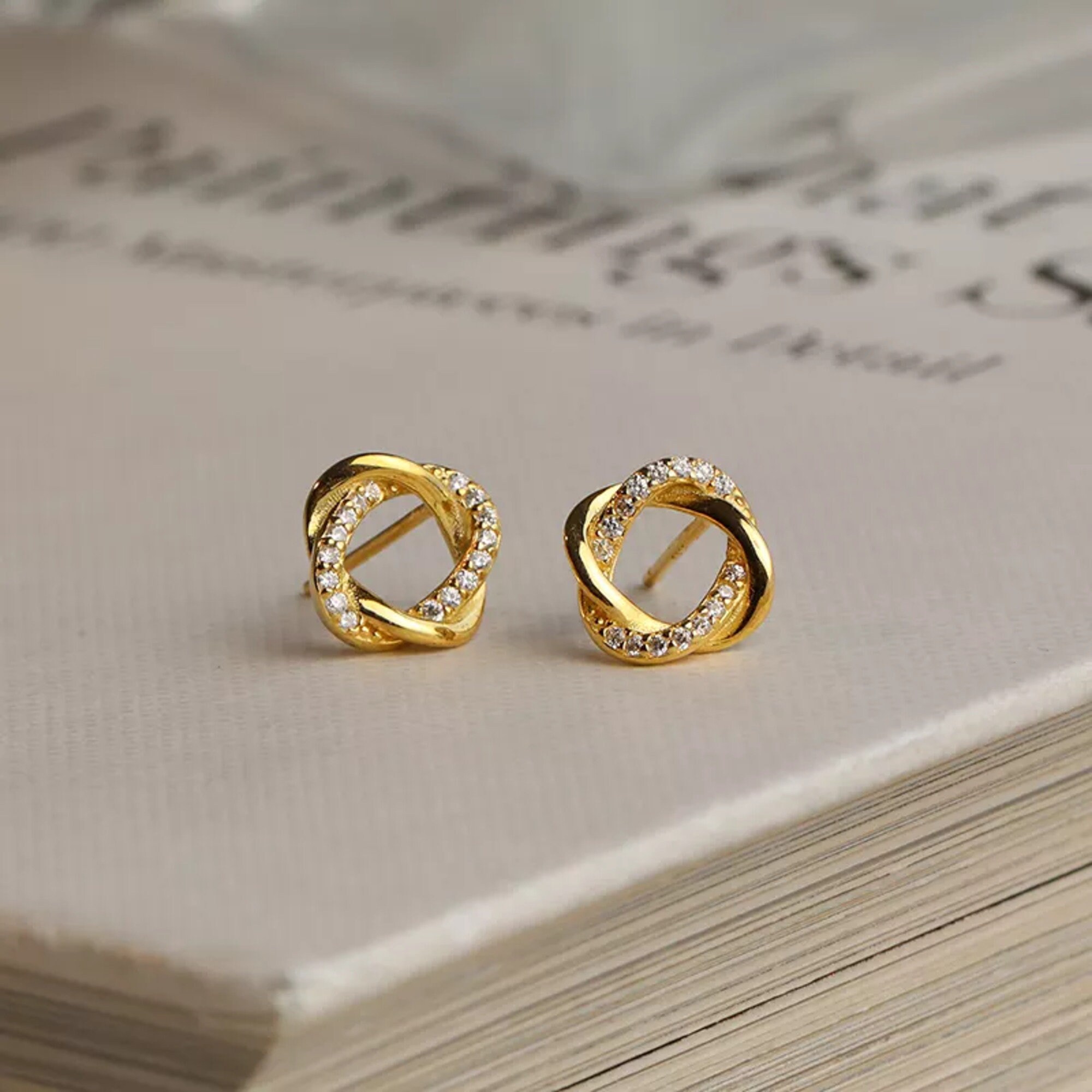 ピアス STONEHENgE Stonehenge Love Knot 14K cubic earrings StoneHenge Love Knot 14K Earrings SA24C45B Cubic Zirconia