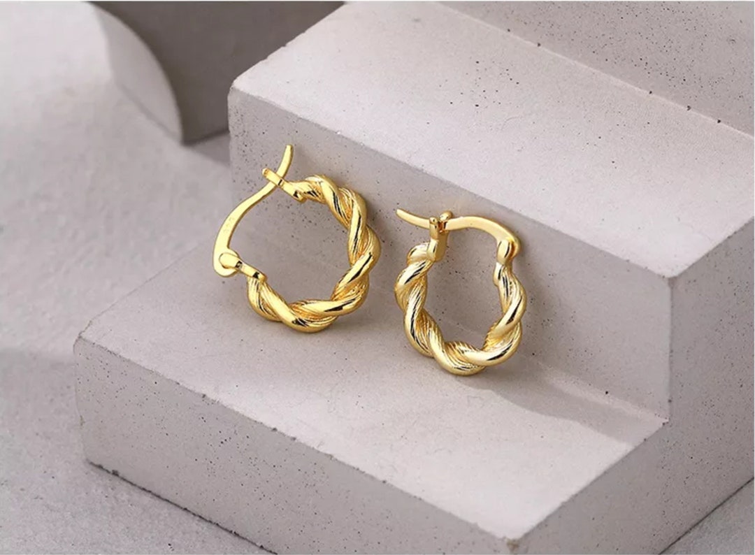 Twisted Rope Hoop Earrings, 18k Gold Hoop Earrings, Twisted Hoops ...