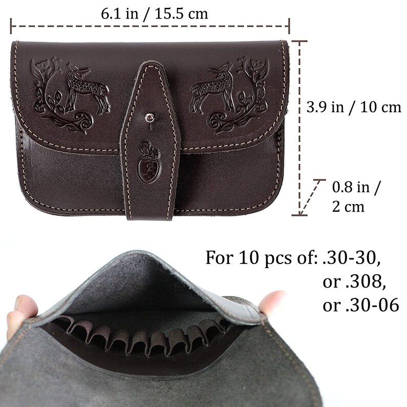 Handmade Leather Cartridge Case Hunting Ammo Pouch Belt Holder Shotgun