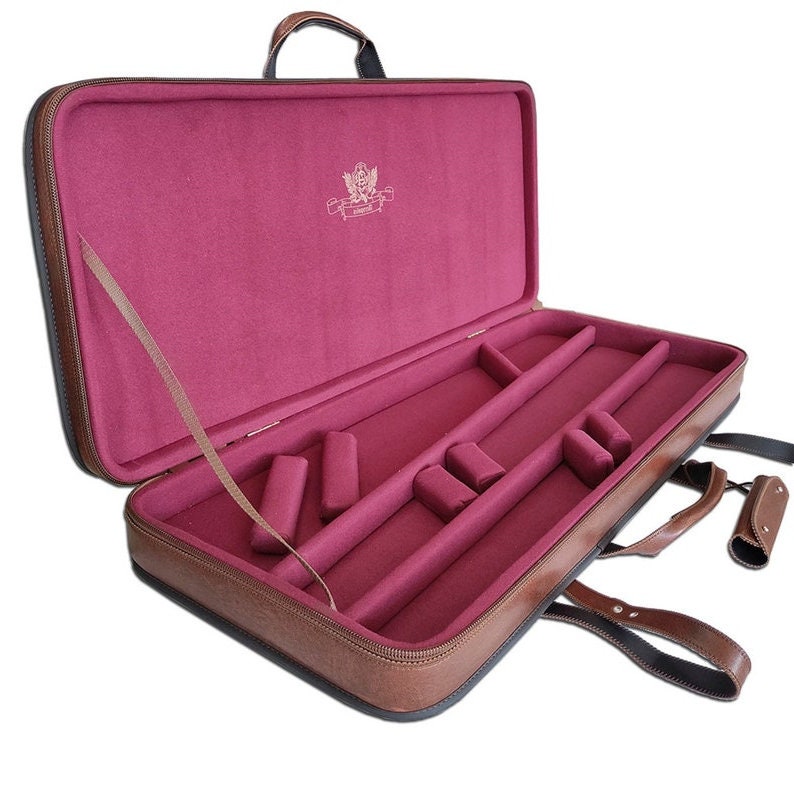 Leather Rifle Case Gun Case Two Barrels, Bag Suitcase for Shotgun or