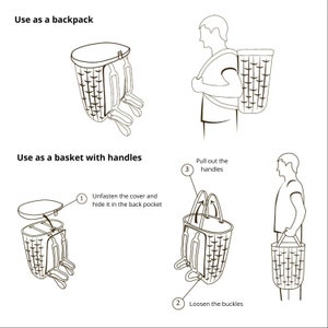 Mushroom Picking Backpack, Wicker Basket, Foraging Basket Rucksack, Gift for Dad, Gift for Mom, Huntin Size S image 3
