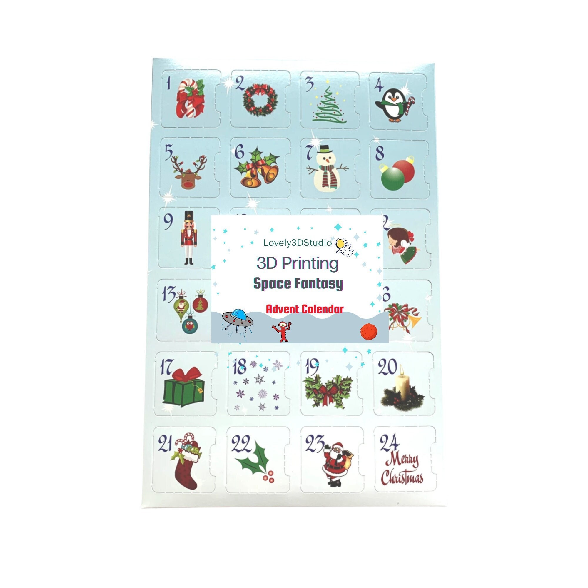 Advent Calendar Space Fantasy 3D Printed Unique Christmas Countdown