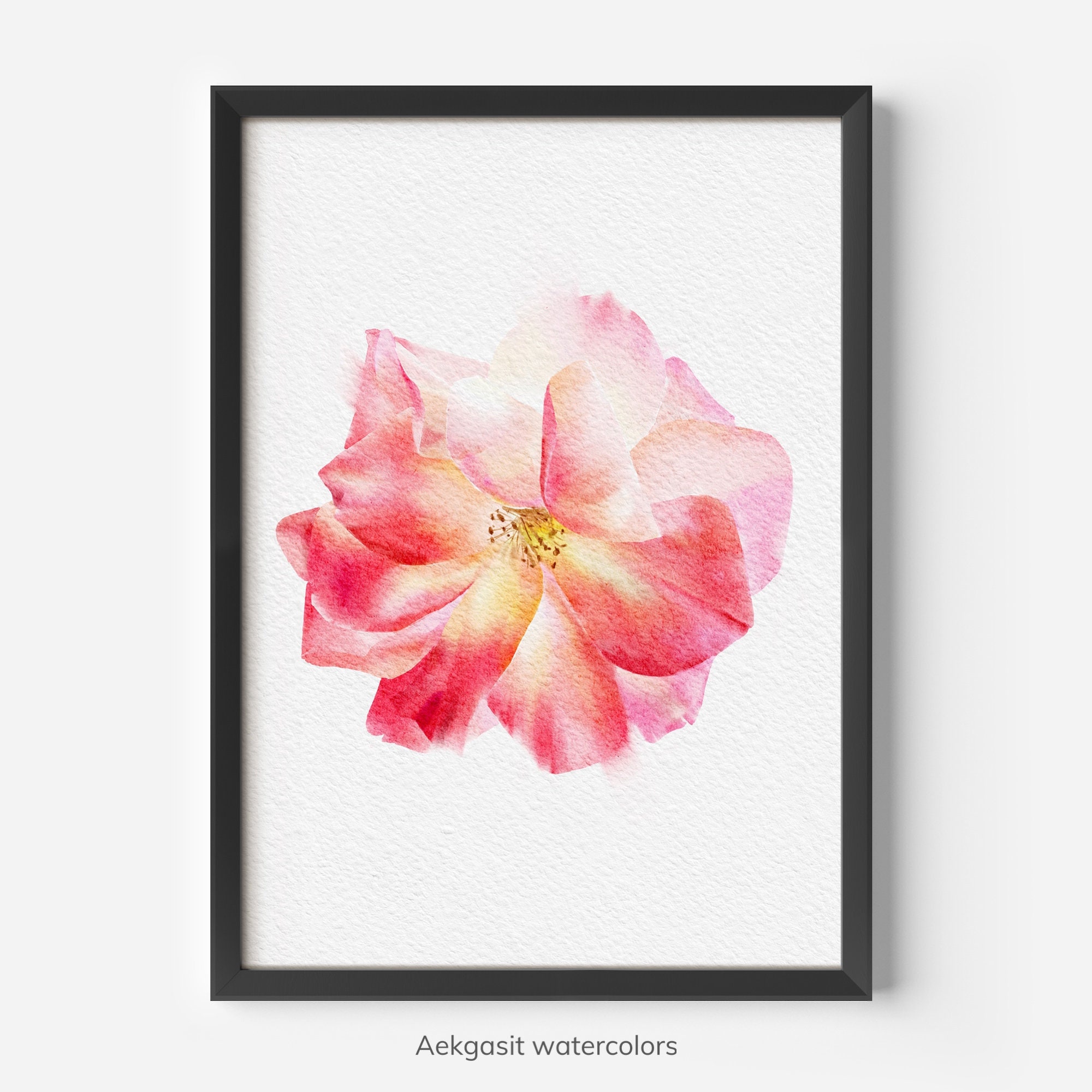 Printable Watercolor Flower Wall Art Digital Download, Pink Floral Home ...
