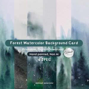 Aquarell Wald Dankeskarten | DIY Druckbare Download | Neutrale Aquarell Landschaft abstrakte druckbare Kunst | Natur Kunstdrucke