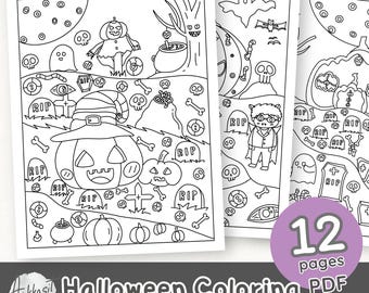Printable Halloween Coloring Book | Halloween Activity Packet | Pumpkin Art Pages for Kids | Instant Download