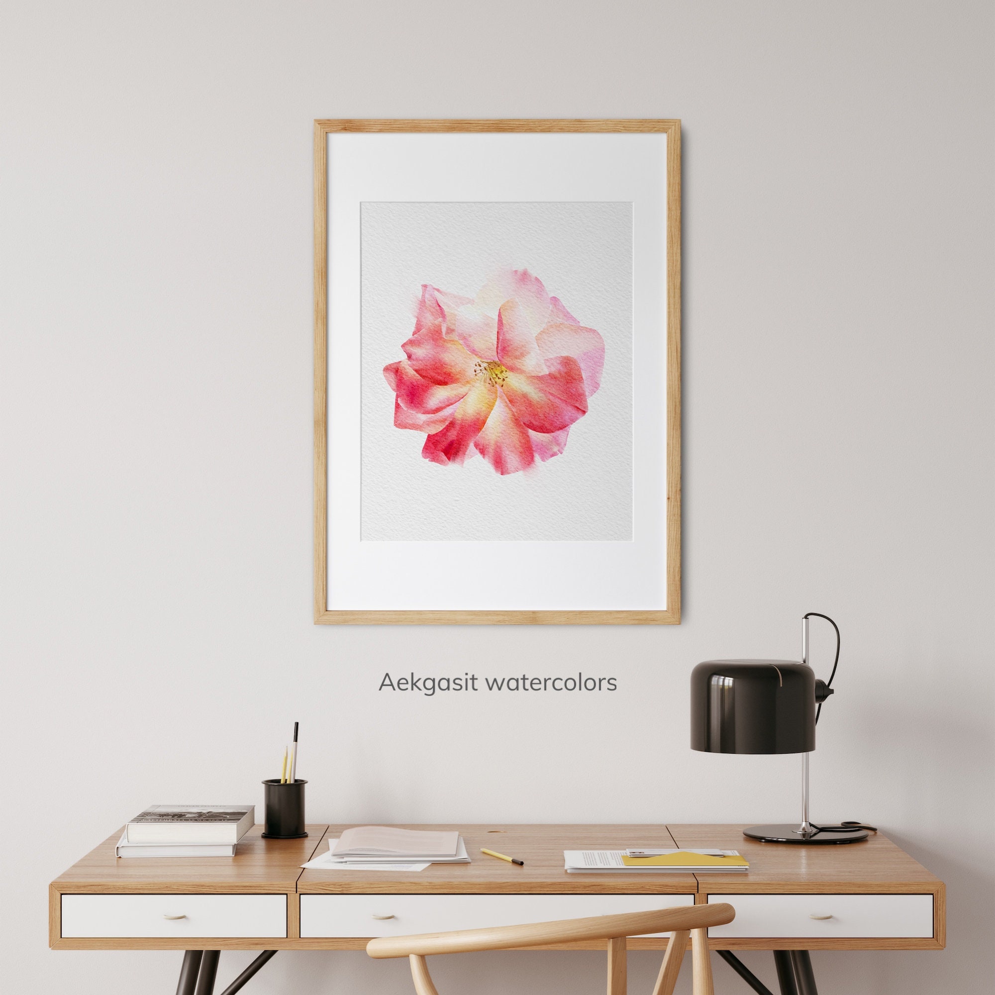 Printable Watercolor Flower Wall Art Digital Download, Pink Floral Home ...