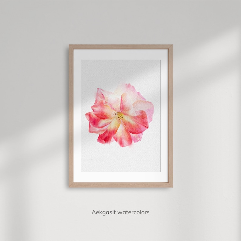 Printable Watercolor Flower Wall Art Digital Download, Pink Floral Home ...