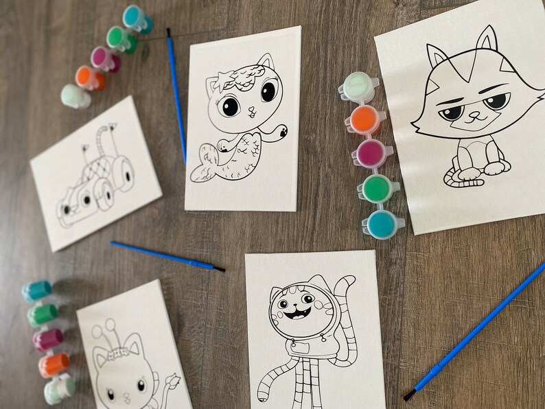 Gabby's Dollhouse Washable Paint Color Canvas Kit Etsy Australia