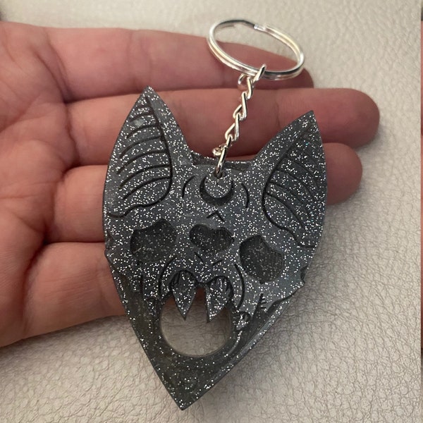 Black Glitter Bat Keyring