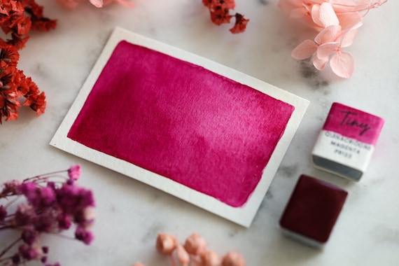 Quinacridone Magenta PR122 - Handmade watercolor paint - Artist Quality