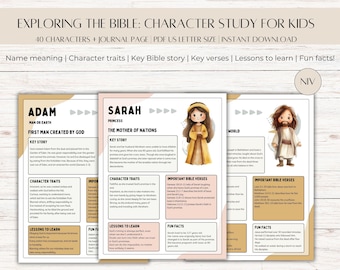 Kids Bible Character Study | Printable Journal, Homeschool (PDF Download)