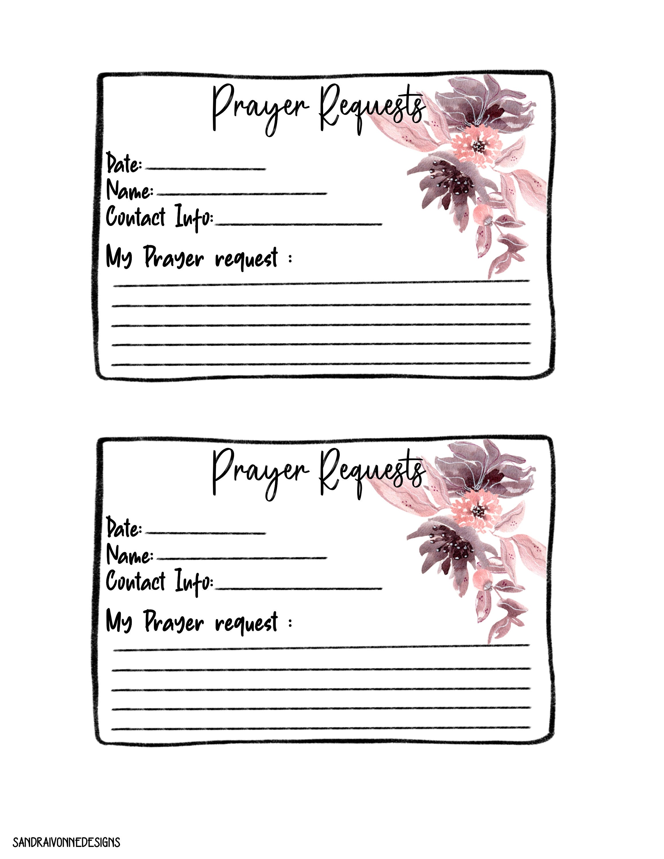 printable prayer request cards - bible study small group supplies