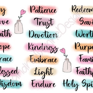 Bible Journaling Printable, Christian Words, Bible Verses, Bible Journaling Digital Download, Bible Journaling Watercolor