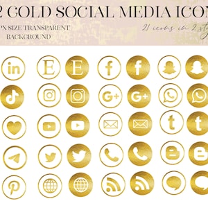 Gouden transparante social media iconen, gouden social sharing iconen, gouden sociale blog iconen, instant download glamour iconen voor blogs en social