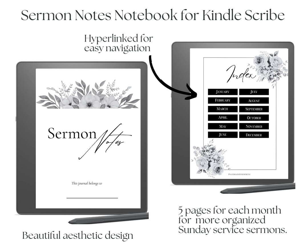 Sunday Service Notebook Kindle Scribe Digital Notebook, Sermon Notes, Kindle Scribe Templates ...