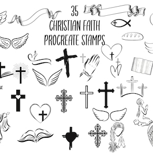35 procreate Christian brushset , procreate stamps, religious stamps , Faith stamps , brushes , brushset , procreate , cross stamps , bible