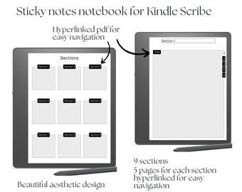 Kindle Scribe sticky notes, Kindle Scribe Templates, Hyperlinked PDF, Notebook for kindle scribe
