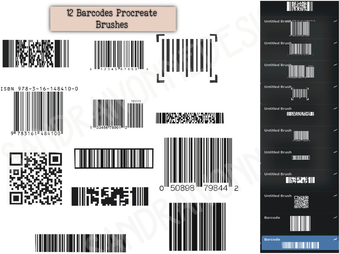 12 Procreate Barcodes Stamps Brushset for Procreate Only Etsy