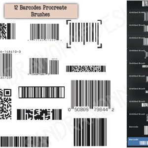 12 Barcode Stamp Brushes for Procreate – Digital Brush Set for Designers – Instant Download Procreate brushset pinceles procreate