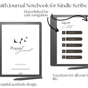 Kindle Scribe faith journal, prayer journal, Kindle Scribe Templates, Notebook, Hyperlinked PDF, Notebook for kindle scribe faith journal