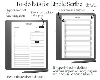 Kindle Scribe-takenlijsten, Kindle Scribe-sjablonen, gehyperlinkte pdf, notitieboekje voor kindle scribe Digitaal notitieboek om te doen