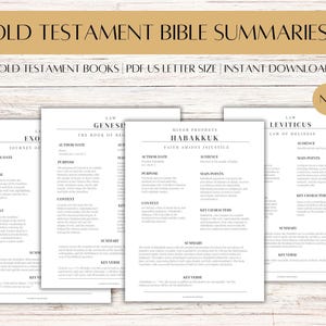 Old Testament Bible Book Summary Printable Book Bible Summary Guide Bible Book Review Bible Study Tool  Old Testament Note Study Guide NIV