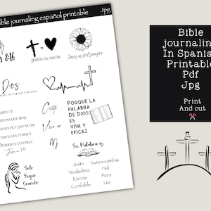 Diario bíblico imprimible en español biblia de apuntes pegatinas para tu biblia y planificador palabras de fe imprimibles Juan 3:16 cristiano
