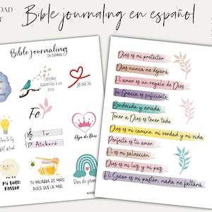 Bible Journaling Español, Imprimibles para Biblia de Apuntes, Hoja de pegatinas imprimibles de imágenes prediseñadas para Bible Journaling-Faith Planner-Christian