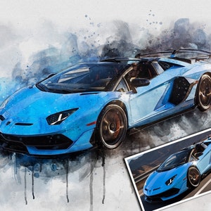 Car Custom Watercolor Portrait, Car Painting From Photo, Personalized Gift for Car Enthusiast | Digital Portrait