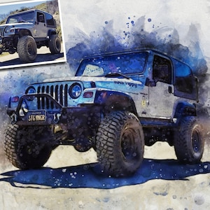 Car Custom Watercolor Portrait, Car Painting From Photo, Personalized Gift for Car Enthusiast | Digital Portrait