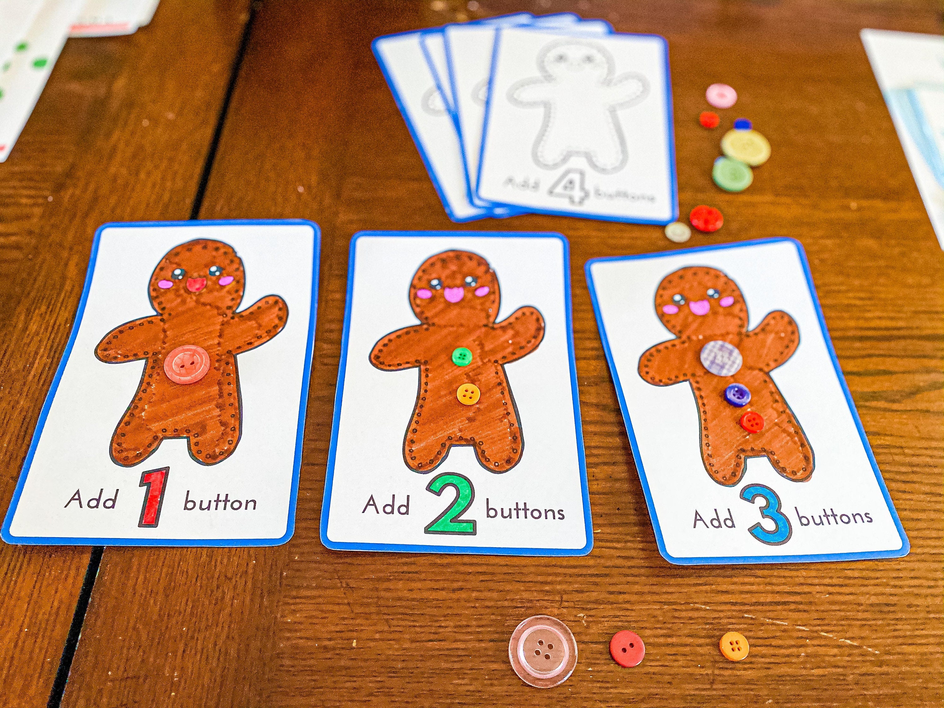 Gingerbread Man Button Counting Printable for Preschoolers | Etsy
