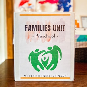 Families Kleuterschool | Gezinnen Voorschools thema Thuisschool Pre-K Unit Study voor de vroege jaren