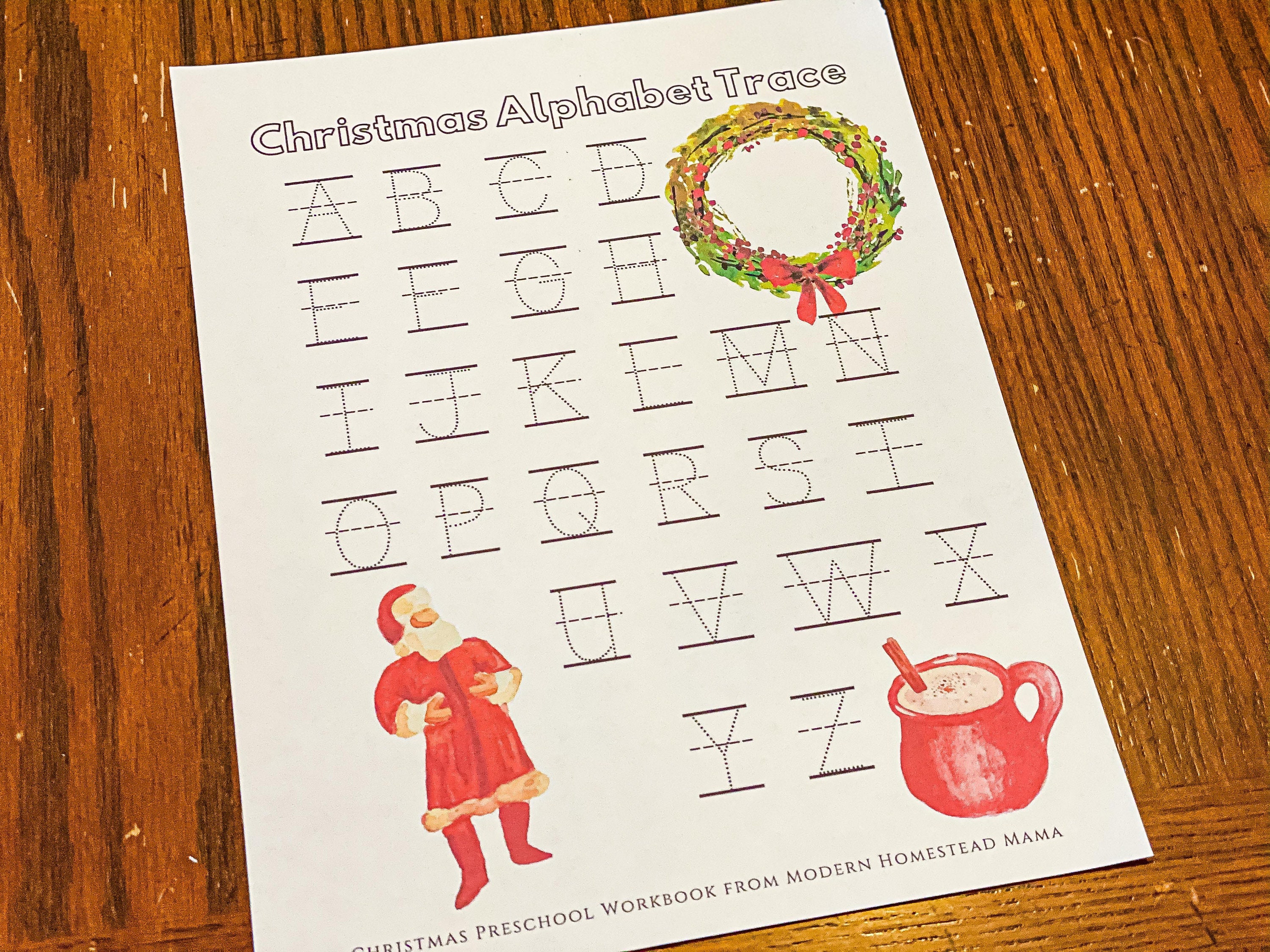 Christmas Alphabet Trace Worksheet for Preschoolers Holiday Etsy UK