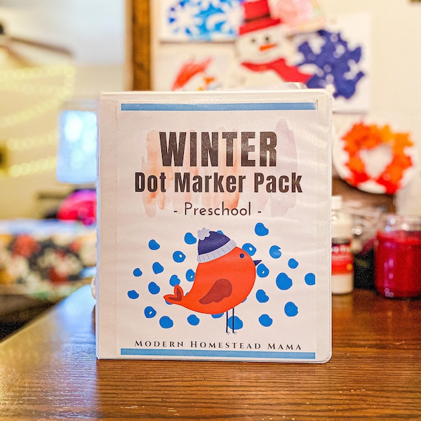 Winter Dot Marker Pack Printable Winter Theme Homeschool  Packet for Toddlers and Preschoolers | Fine Motor Skills Fun for Pre-K