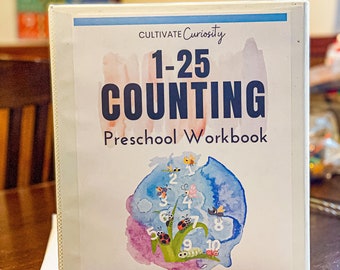 1-25 Counting Workbook for Preschoolers, Toddlers, Kindergarten | Homeschool Pre-K Workbook for Number Recognition and Counting for Toddlers