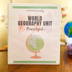Welt Geographie Einheit für Homeschool Pre-K & Kindergarten | Montessori Waldorf Inspirierte Spielbasierte druckbare Curriculum Einheitsstudie