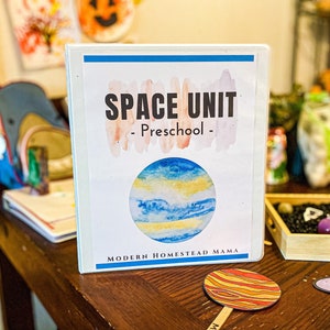 Space Preschool Unit | Montessori & Waldorf Inspired, Play-Based, Gentle Eclectic and Secular Curriculum and Workbook for Pre-K