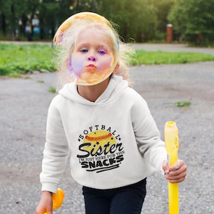 Softball Sister, Here for the Snacks, Onesie/Youth TShirt
