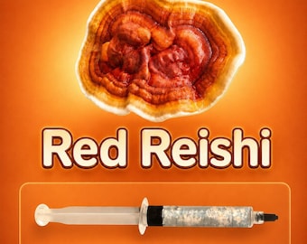 Red Reishi Liquid Culture Syringe 10ml (Ganoderma lucidum), Live Medicinal Mushroom Mycelium for Grow Kits, Beginner Friendly