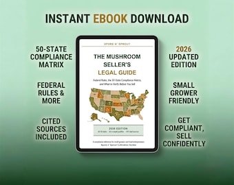Mushroom Seller's Legal Guide 2026 | 50 State Cottage Food & Compliance Reference | Sell Dried Mushrooms Legally | Digital PDF Download