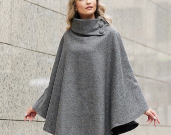 Irish - Donegal Tweed Cape / Poncho - Multi Fleck - Ireland - Handcrafted - Ladies - One Size - Long