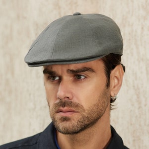 Irish Linen Newsboy Cap - Gunmetal Grey  - Ireland - Handcrafted - Unisex