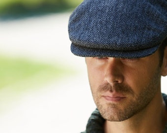 Irish - Donegal Tweed Peaky Cap -Charcoal Herringbone - Ireland - Handcrafted - Unisex