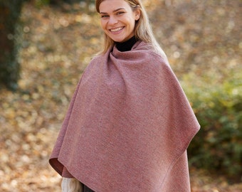 Irish Donegal Tweed Wrap/Shawl - Orange/Grey Herringbone - Handcrafted - One Size