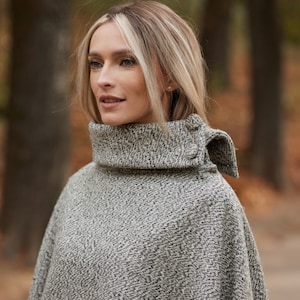 Irish - Donegal Tweed Cape / Poncho -  Marled Granite -  Ireland - Handcrafted - Ladies - One Size - Long