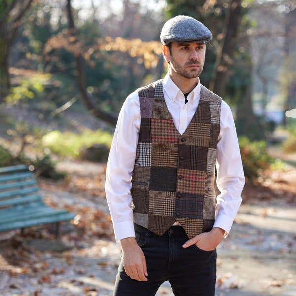 Irish - Donegal Tweed Patchwork Waistcoat -Patchwork - Ireland - Handcrafted - Unisex