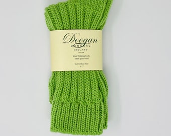 Irish Donegal Wollsocken - Lime - Handgefertigte Größe M