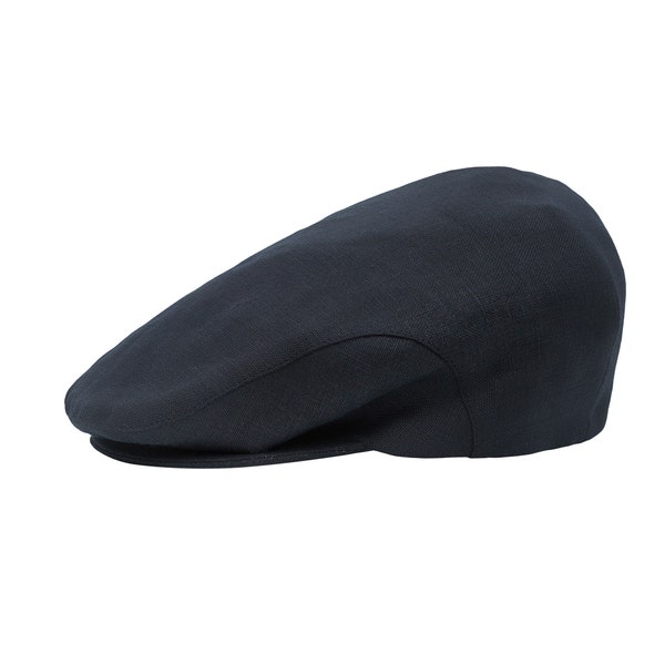 Irish Linen Flat Cap - Black Port - Ireland - Handcrafted - Unisex