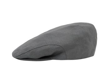 Irish Linen Flat Cap - Gunmetal Grey - Ireland - Handcrafted - Unisex